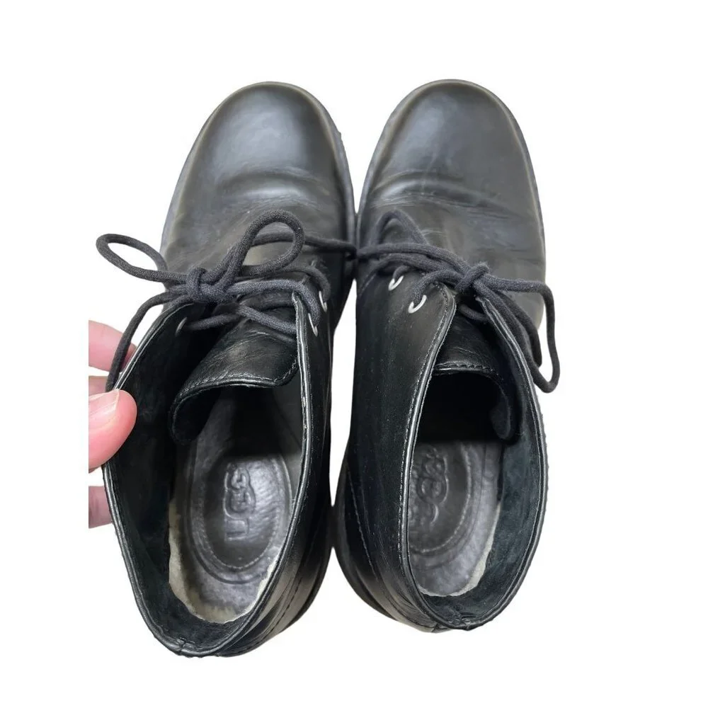UGG Australia Leighton Chukka Desert Leather Boots Black 3275 Men's Size US 8